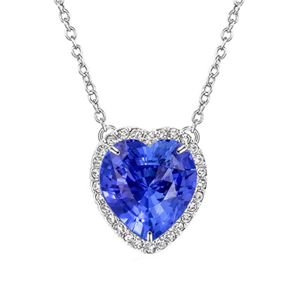 Heart Gemstone Diamond Halo Pendant