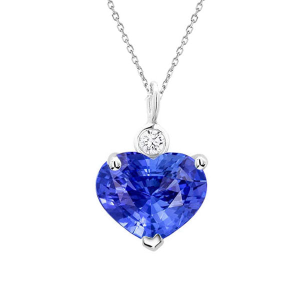 Blue Sapphire Diamond Pendant Gold
