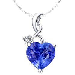 Heart Light Blue Sapphire & Natural Earth Mined Diamond Pendant Twisted Bail 3.75 Carats