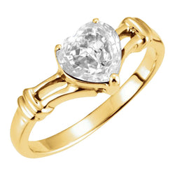 Heart Old Miner Real Diamond Solitaire Ring 4.50 Carats Yellow Gold