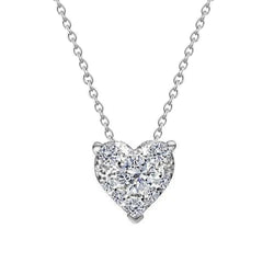 Heart Shape 1.25 Carats Diamond Pendant Necklace 14K White Gold