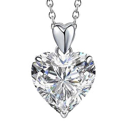 Heart Shape Diamond Pendant 2 Carats White Gold Women Jewelry 14K