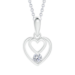 Heart Shape Round Diamond Pendant Necklace 1 Carat Women Jewelry