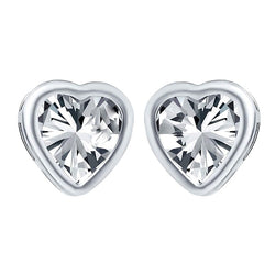 Heart Shape Diamond Studs Bezel Ladies Earrings 4 Carats