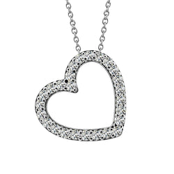 Heart Shaped Pendant Necklace 5.20 Ct Round Cut Diamonds White Gold
