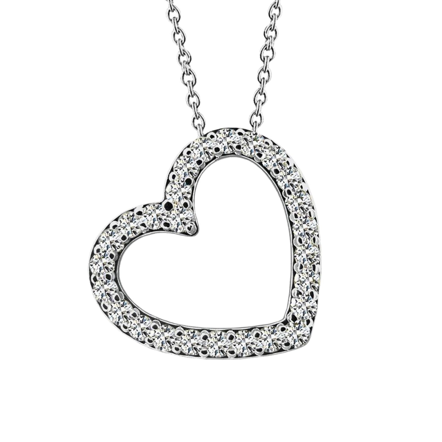 Heart Shaped Pendant Necklace 5.20 Ct Round Cut Natural Earth Mined Diamonds White Gold