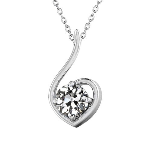 1 Carat Heart Shaped Pendant Old Miner Diamond