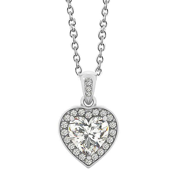 Heart And Round Cut 2.65 Ct Lab Grown Diamonds GIA CERTIFIED Pendant Necklace White Gold 14K