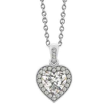 Heart And Round Cut 2.65 Ct Lab Grown Diamonds GIA CERTIFIED Pendant Necklace White Gold 14K