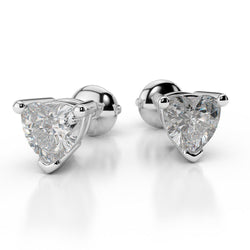 Heart Shape 3.00 Carats Lab Grown Diamonds Women Studs Earrings White Gold 14K