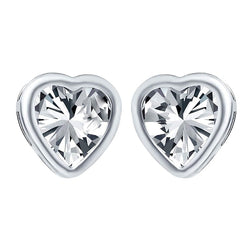 Heart Shape Lab Grown Diamond Studs Bezel Ladies Earrings 4 Carats