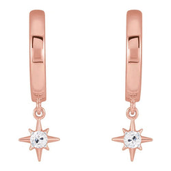 Hoop Diamond Earrings 1 Carat Old Miner Twinkling Star Style Rose Gold