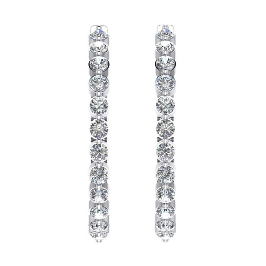 Products Ladies Floating Round Diamond Hoop Earrings 3.60 Carats 1.5 Inches