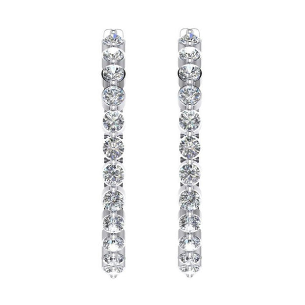 Products Ladies Floating Round Diamond Hoop Earrings 3.60 Carats 1.5 Inches