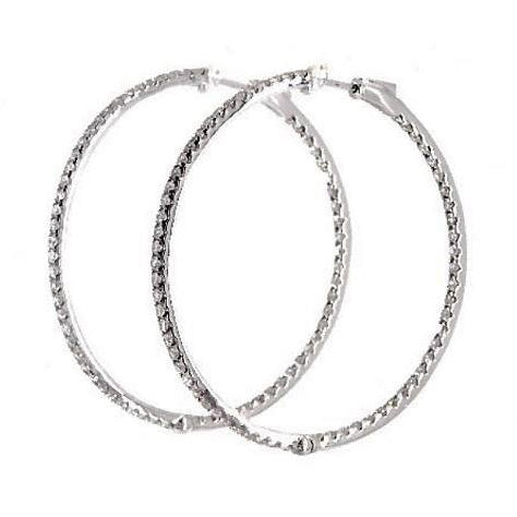 Hoop Earrings Lady Hoop Earrings 3 Ct F Vs Round Cut Diamonds White Gold 14K