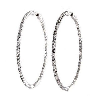 Lady Hoop Earrings 3 Ct F Vs Round Cut Diamonds White Gold 14K Hoop Earrings