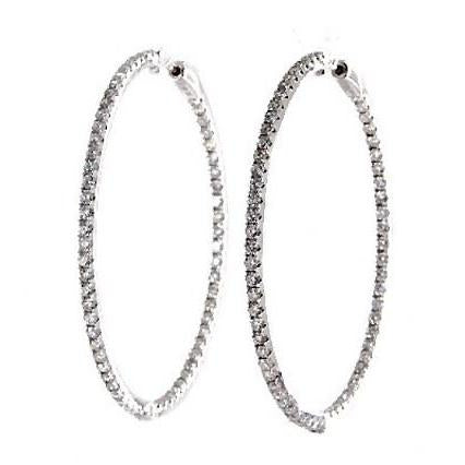 Lady Hoop Earrings 3 Ct F Vs Round Cut Diamonds White Gold 14K Hoop Earrings