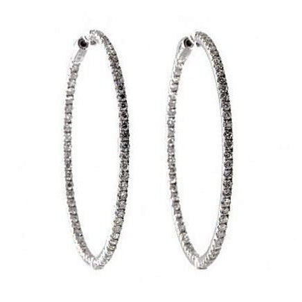 Lady Hoop Earrings 3 Ct F Vs Round Cut Diamonds White Gold