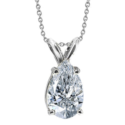 Huge Pear Diamond 4 Carat Pendant Jewelry Gold Necklace