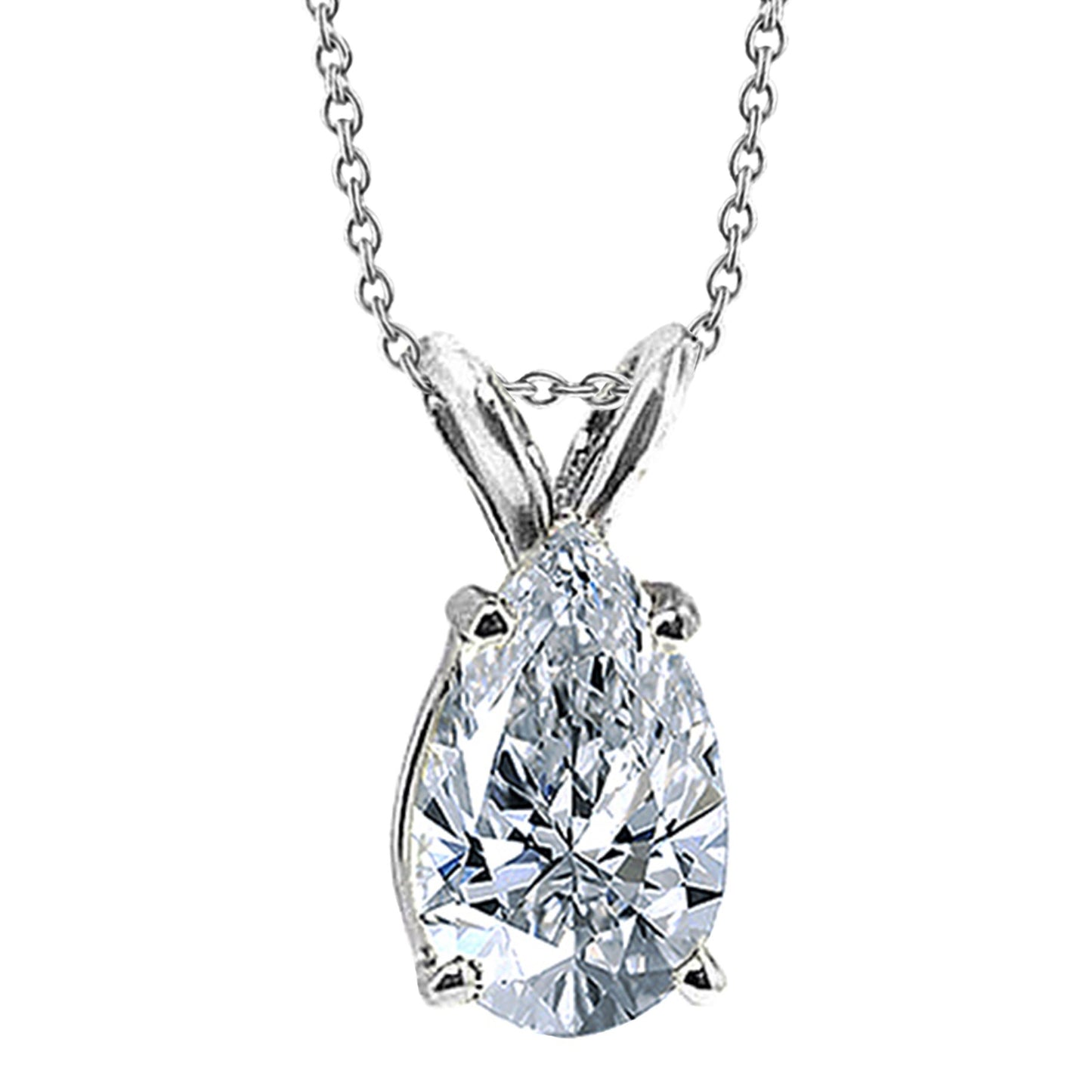 Huge Pear Lab Grown Diamond 4 Carat Pendant Jewelry Gold Necklace