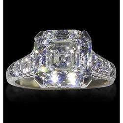 Asscher Diamond Engagement Ring With Accents 4.65 Carats