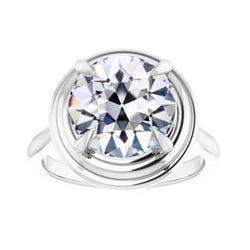 Natural Earth Mined Diamond Round Old Miner Solitaire Ring 4 Prong Set 2 Carats 14K Gold