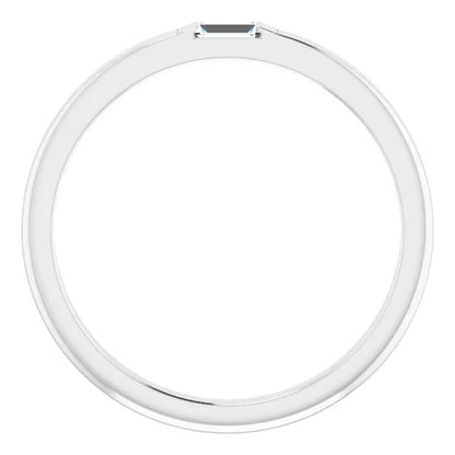 Band Solitaire Wedding Band Straight Baguette 0.40 Carats White Gold 14K