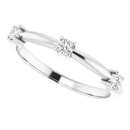 Three Stone Ring Three Stone Diamond Ring 0.90 Carats 14K White Gold Jewelry