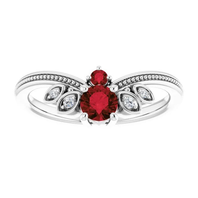 Diamond Ring Antique Style  Brilliant Sparkling Milgrain Jewelry Gemstone Gemstone Ring