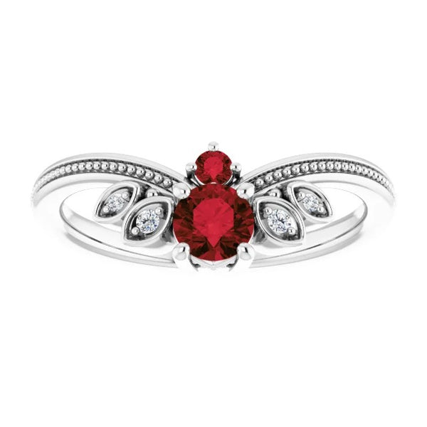 Diamond Ring Antique Style  Brilliant Sparkling Milgrain Jewelry Gemstone Gemstone Ring