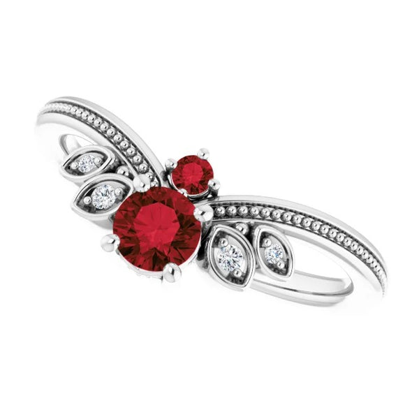 Diamond Ring Antique Style  Brilliant Sparkling Milgrain Jewelry Ring