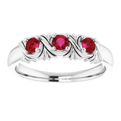 Three-Stone New Amazing  Antique Style Ruby Women 
