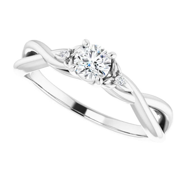 Engagement Ring Twisted Shank Diamond Ring 1.40 Carats White Gold 14K