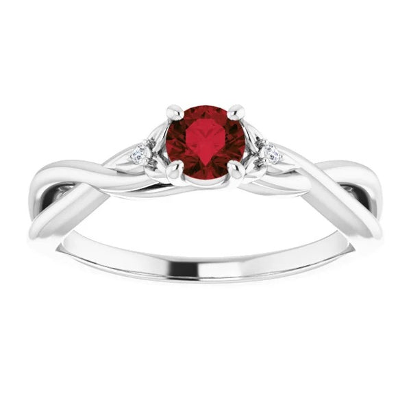 Twisted Shank Ladies Ruby Ring White Gold Gemstone Ring Gemstone Ring