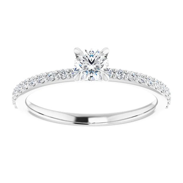  High Quality Twisted Sparkling Solitaire Ring with Accents White Gold Diamond