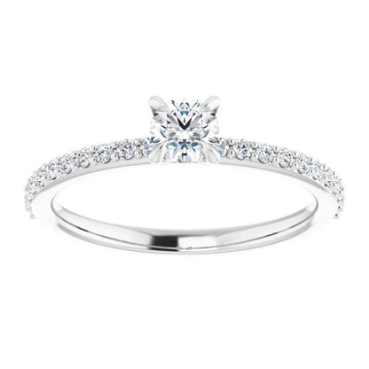  High Quality Twisted Sparkling Solitaire Ring with Accents White Gold Diamond