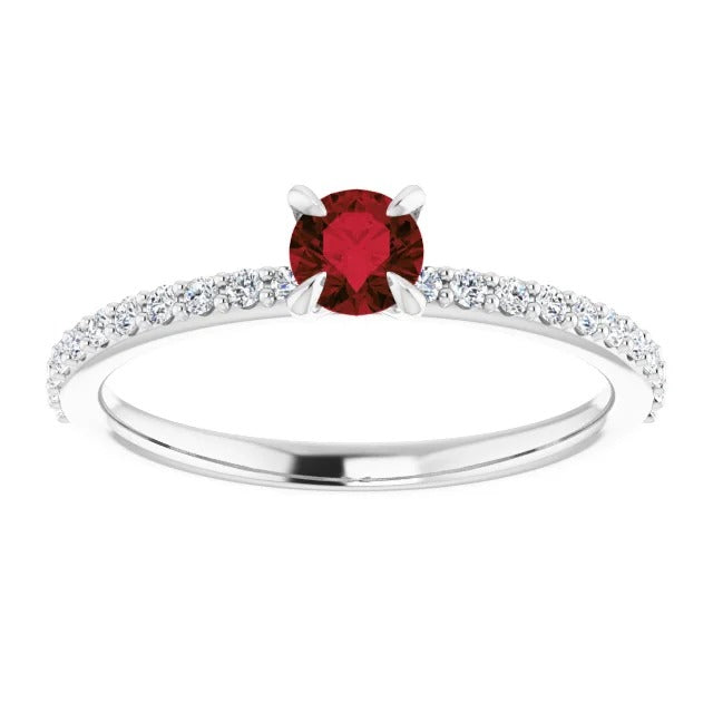 Ring Round Diamonds And Ruby Ladies Gemstone Ring