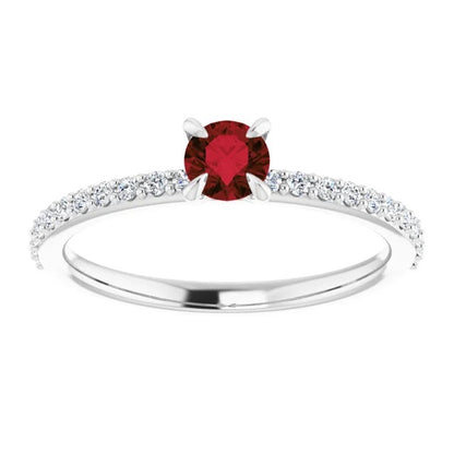 Ring Round Diamonds And Ruby Ladies Gemstone Ring