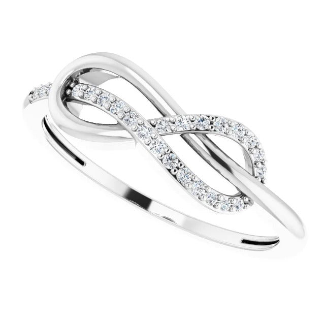 Band 1 Carat Twisted Diamond Infinity Ring White Gold 14K