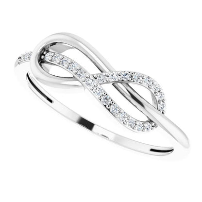 Band 1 Carat Twisted Diamond Infinity Ring White Gold 14K