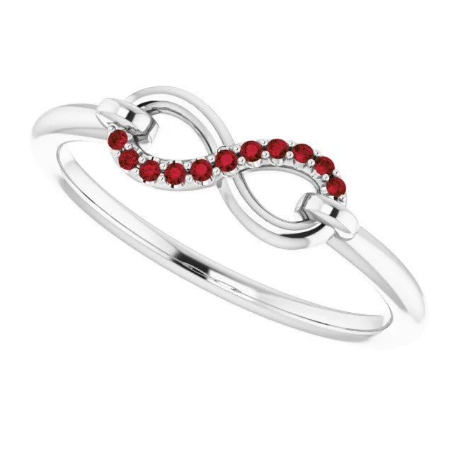 Gemstone Ring Round Ruby Ring Infinity 1 Carat White Gold 14K