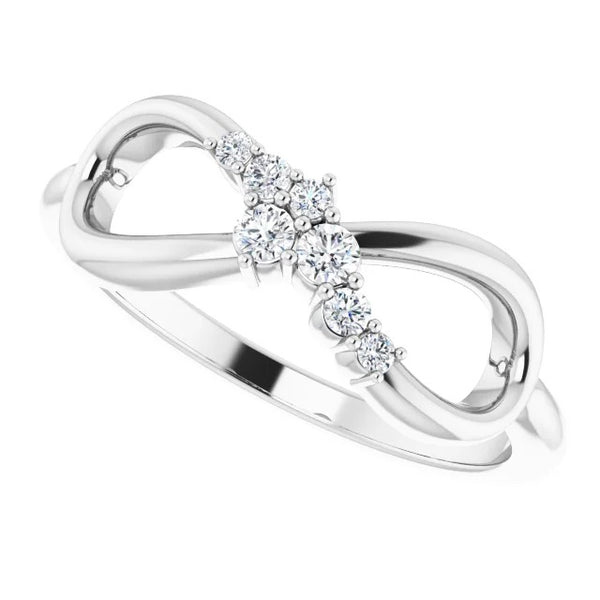 Engagement Ring 1 Carat Ring Diamond Engagement Infinity Style White Gold 14K