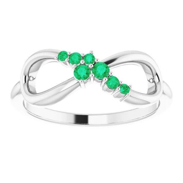 Green Emerald Ring Infinity Style   White Gold   Jewelry Gemstone Ring Gemstone Ring