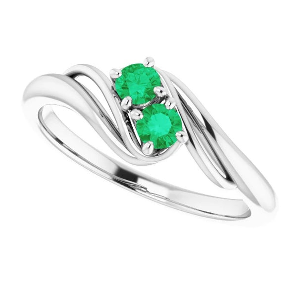 Ladies Round Green Emerald Bypass Setting Ring F Vs1 