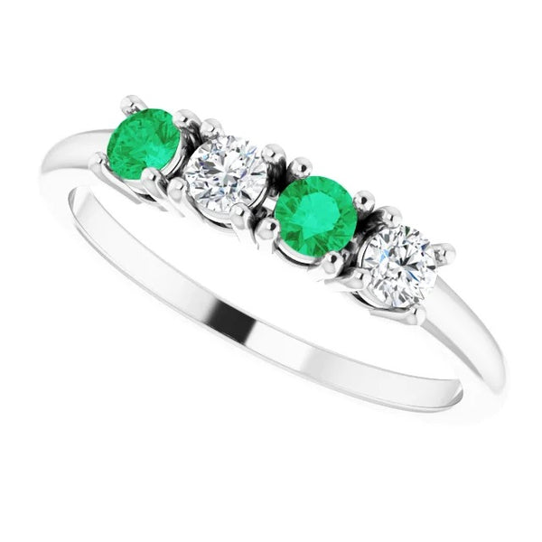 Band Diamond Band 0.80 Carats Green Emerald Ladies Jewelry New