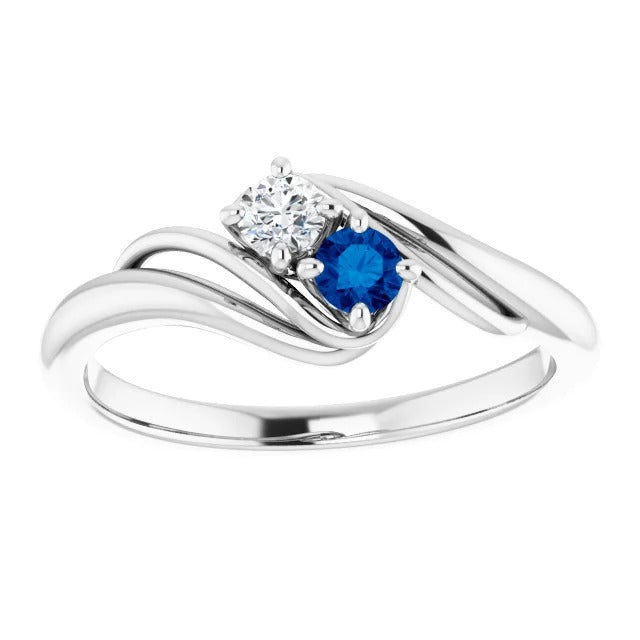 New Stylish Round Diamond Blue Sapphire Stone  White Gold Gemstone Ring