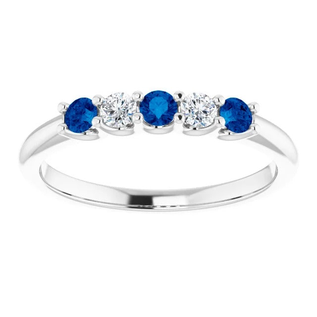 New Stylish Round Diamond Blue Sapphire Stone  White Gold Gemstone Ring