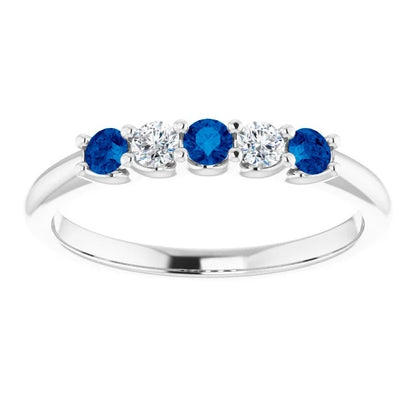 New Stylish Round Diamond Blue Sapphire Stone  White Gold Gemstone Ring
