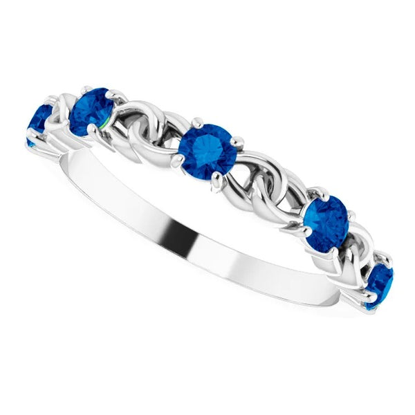 Gemstone Ring Round Blue Sapphire Ring F Vs1 White Gold 14K
