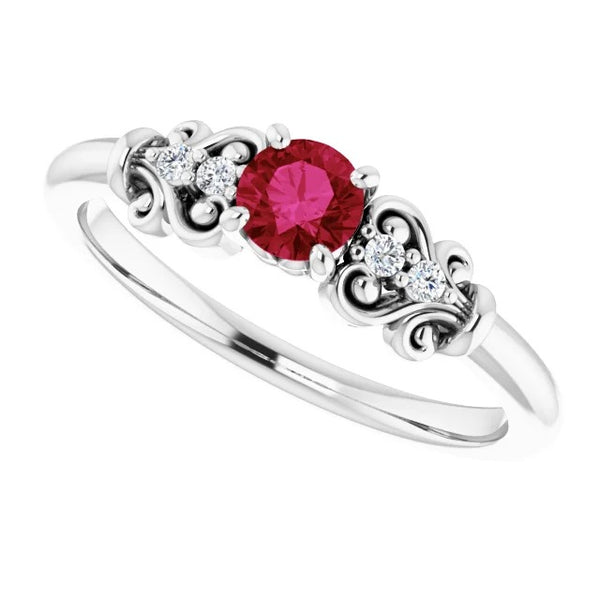 Diamond Ring Best Style  Antique Style Ruby 